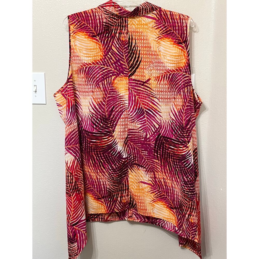 Catherine’s NWT Plus Sz 4X Women’s Blouse Tropical Sleeveless Button Beach - Picture 2 of 5